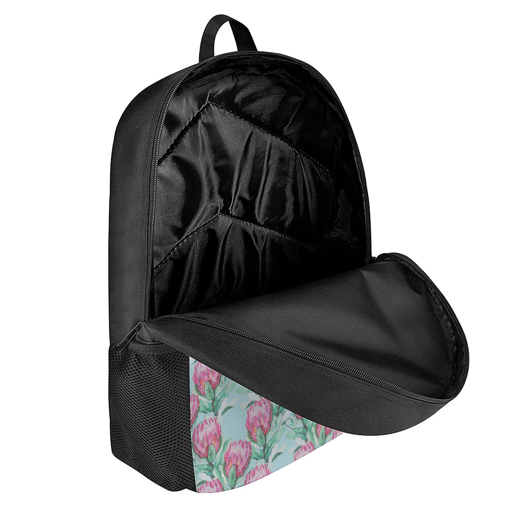 Pink Protea Pattern Print 17 Inch Backpack