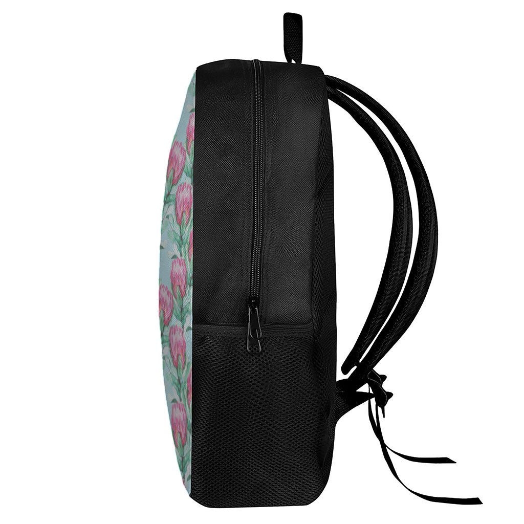 Pink Protea Pattern Print 17 Inch Backpack