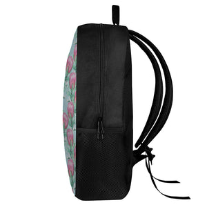 Pink Protea Pattern Print 17 Inch Backpack