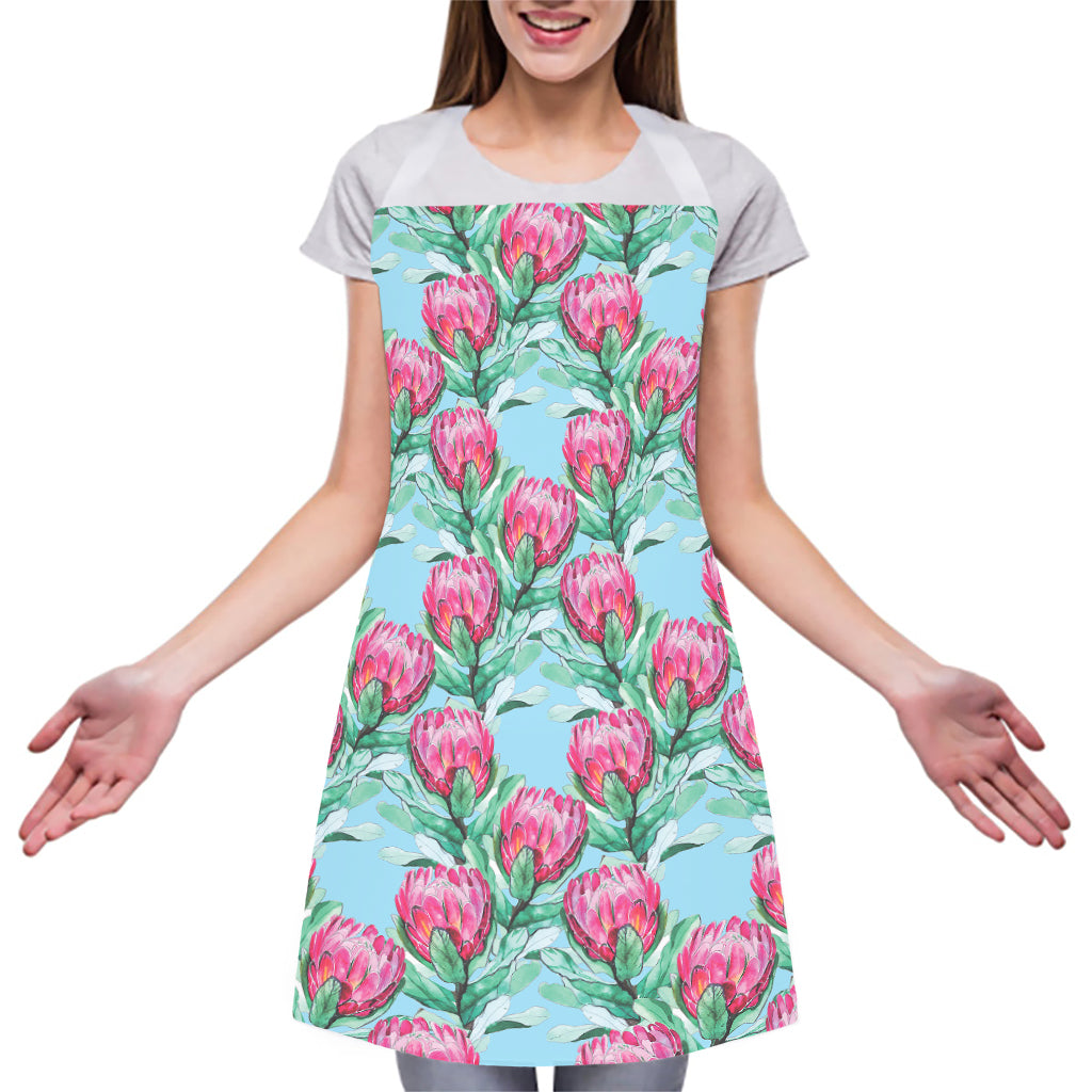 Pink Protea Pattern Print Adjustable Apron