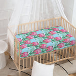 Pink Protea Pattern Print Baby Crib Sheet