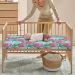 Pink Protea Pattern Print Baby Crib Sheet