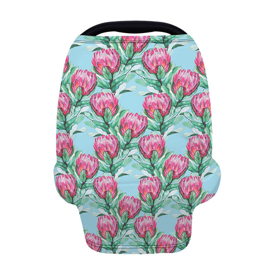 Pink Protea Pattern Print Baby Seat Cover