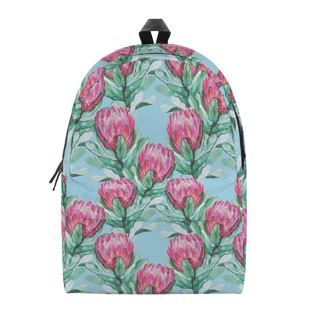 Pink Protea Pattern Print Backpack