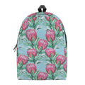 Pink Protea Pattern Print School Backpack