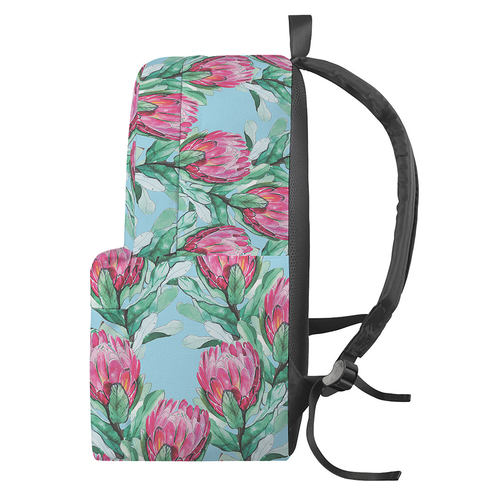 Pink Protea Pattern Print Backpack