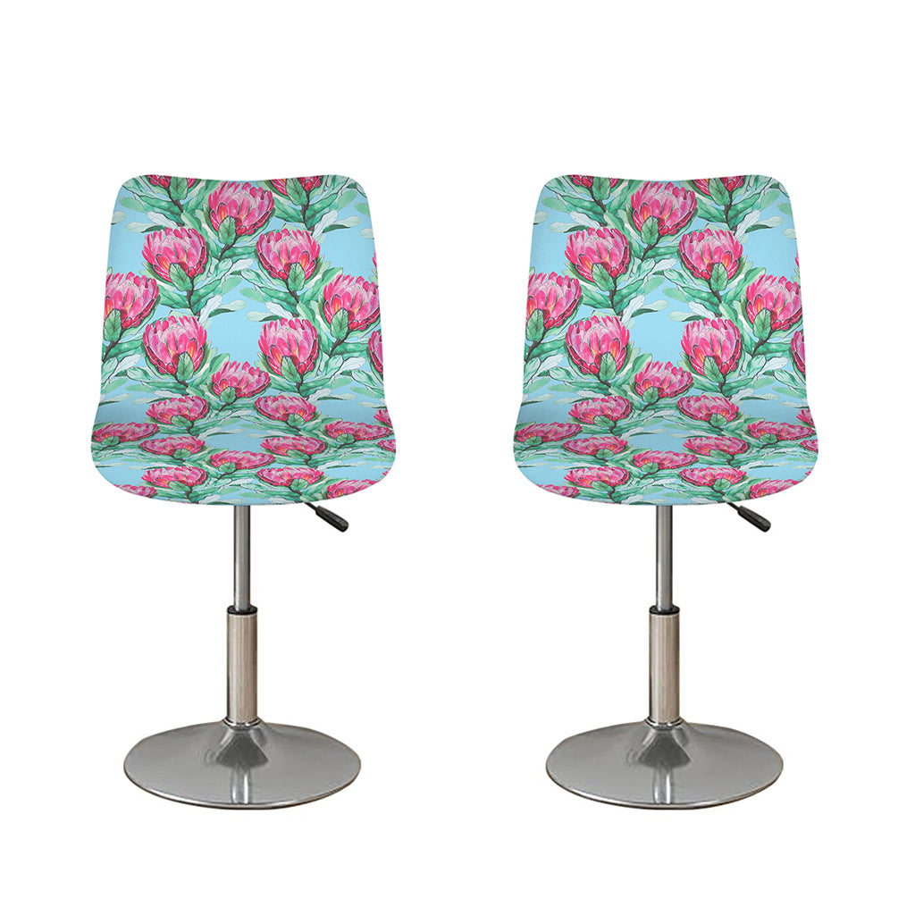 Pink Protea Pattern Print Bar Stool Covers