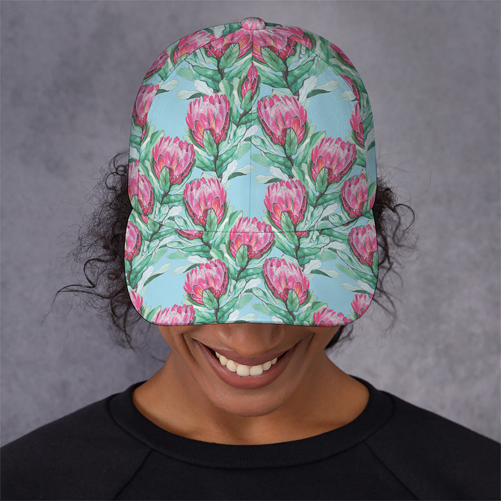 Pink Protea Pattern Print Baseball Cap