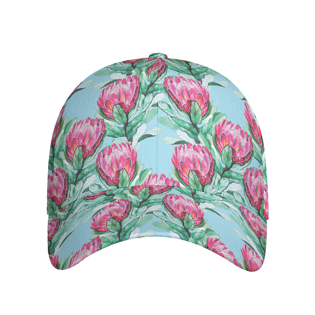 Pink Protea Pattern Print Baseball Cap