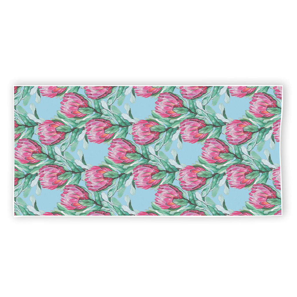 Pink Protea Pattern Print Beach Towel