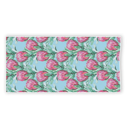 Pink Protea Pattern Print Beach Towel