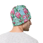 Pink Protea Pattern Print Beanie