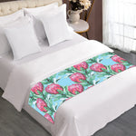 Pink Protea Pattern Print Bed Runner