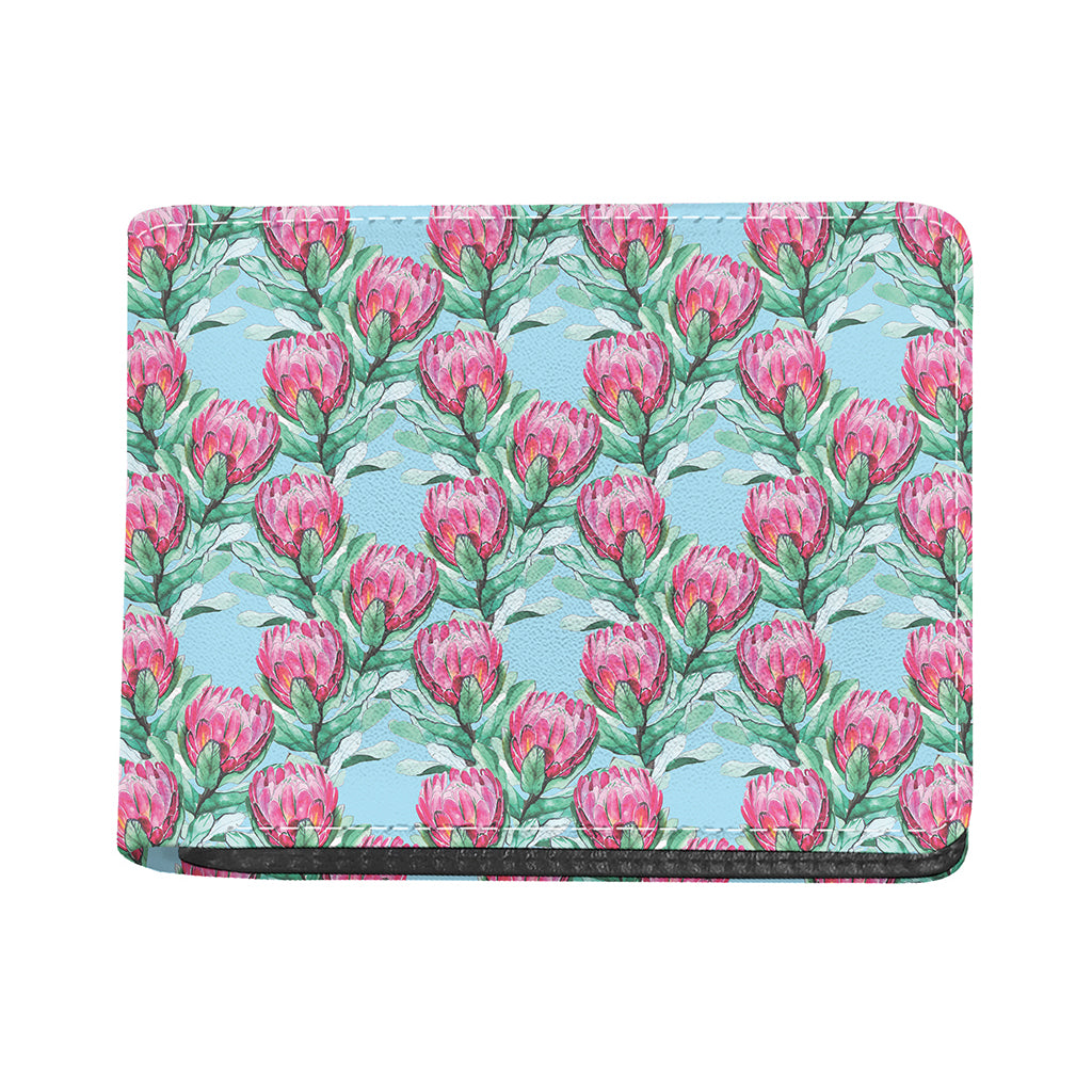 Pink Protea Pattern Print Bifold Wallet