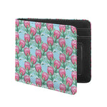 Pink Protea Pattern Print Bifold Wallet