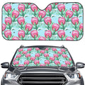 Pink Protea Pattern Print Car Windshield Sun Shade