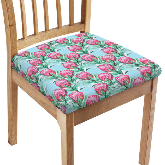 Pink Protea Pattern Print Chair Cushion Cover