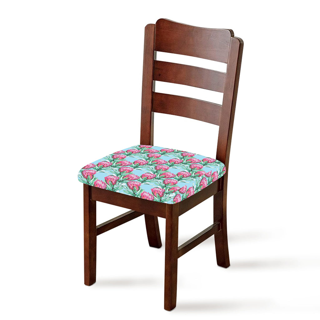 Pink Protea Pattern Print Chair Cushion Cover