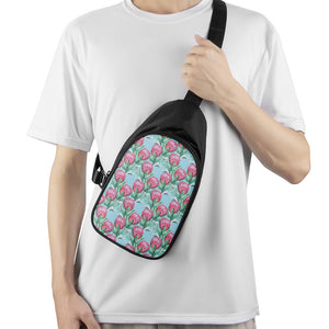 Pink Protea Pattern Print Chest Bag