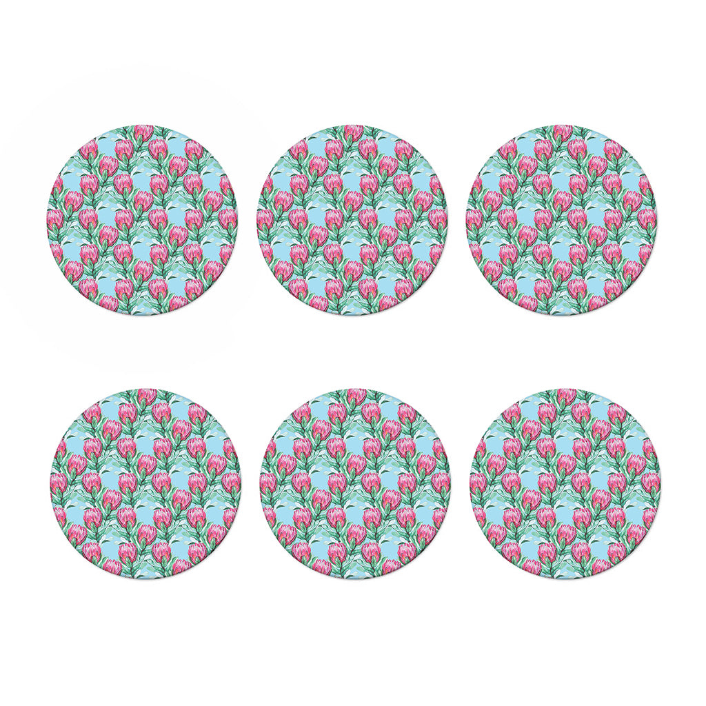 Pink Protea Pattern Print Coaster Set