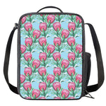 Pink Protea Pattern Print Crossbody Lunch Bag