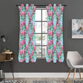 Pink Protea Pattern Print Grommet Curtain Panels