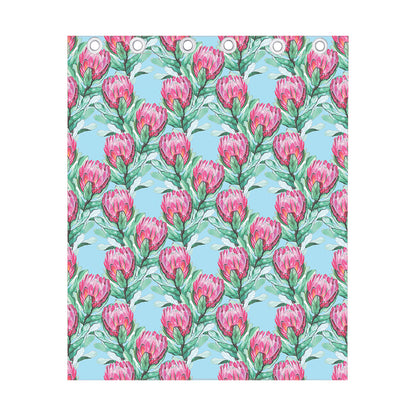 Pink Protea Pattern Print Curtain