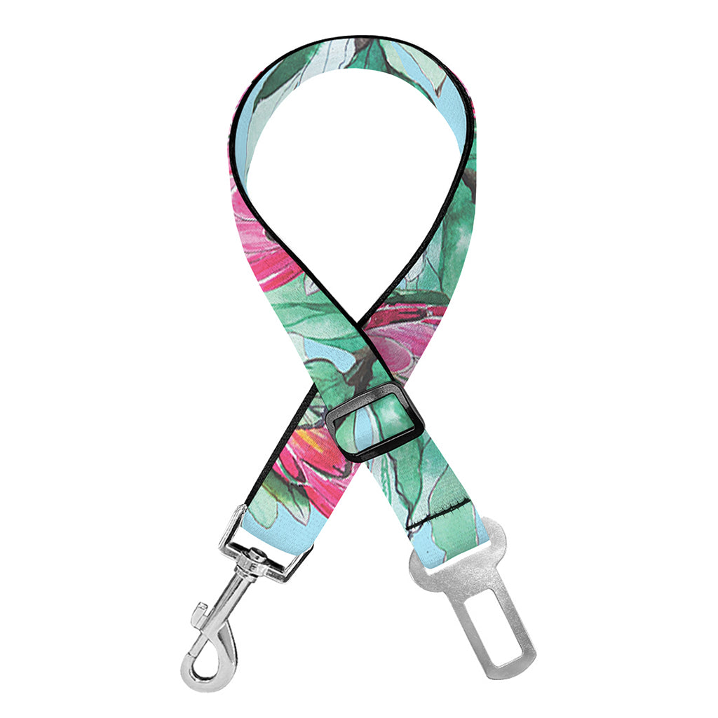 Pink Protea Pattern Print Dog Seat Belt