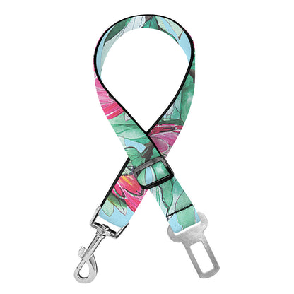 Pink Protea Pattern Print Dog Seat Belt