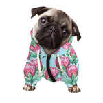 Pink Protea Pattern Print Dog Zip Up Hoodie