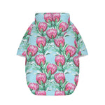 Pink Protea Pattern Print Dog Zip Up Hoodie