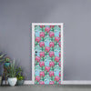 Pink Protea Pattern Print Door Sticker