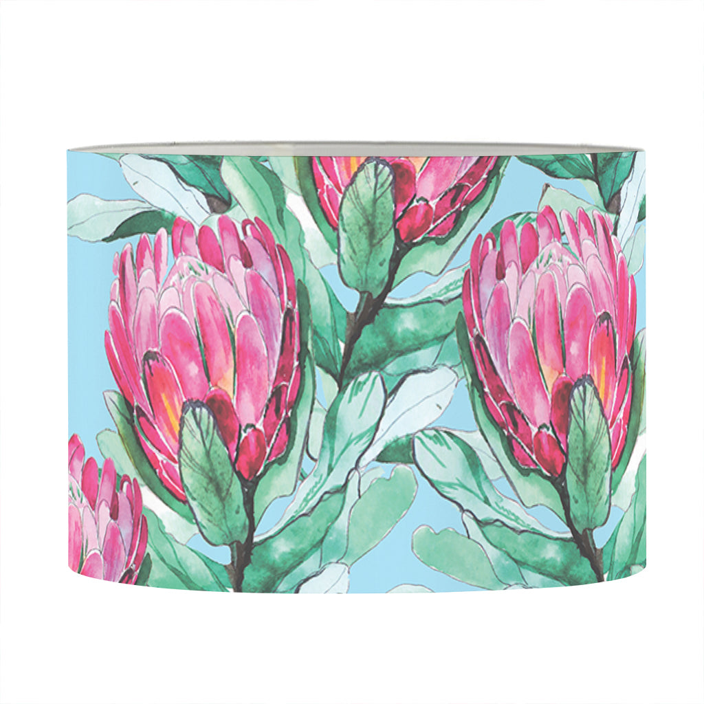 Pink Protea Pattern Print Drum Lamp Shade