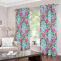Pink Protea Pattern Print Extra Wide Grommet Curtains