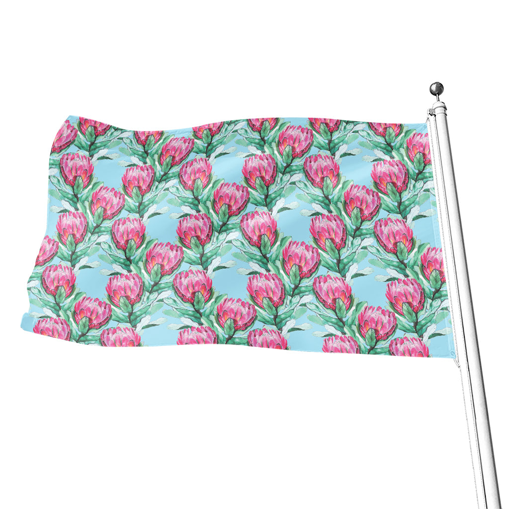 Pink Protea Pattern Print Flag