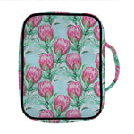 Pink Protea Pattern Print Front Pocket Bible Bag