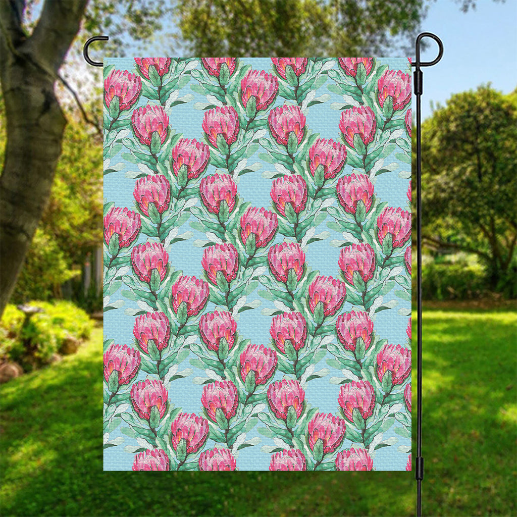 Pink Protea Pattern Print Garden Flag
