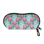 Pink Protea Pattern Print Glasses Case