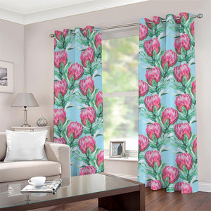 Pink Protea Pattern Print Grommet Curtains