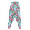 Pink Protea Pattern Print Hammer Pants