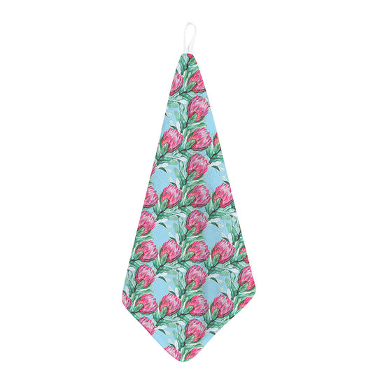 Pink Protea Pattern Print Hand Towel