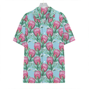 Pink Protea Pattern Print Hawaiian Shirt