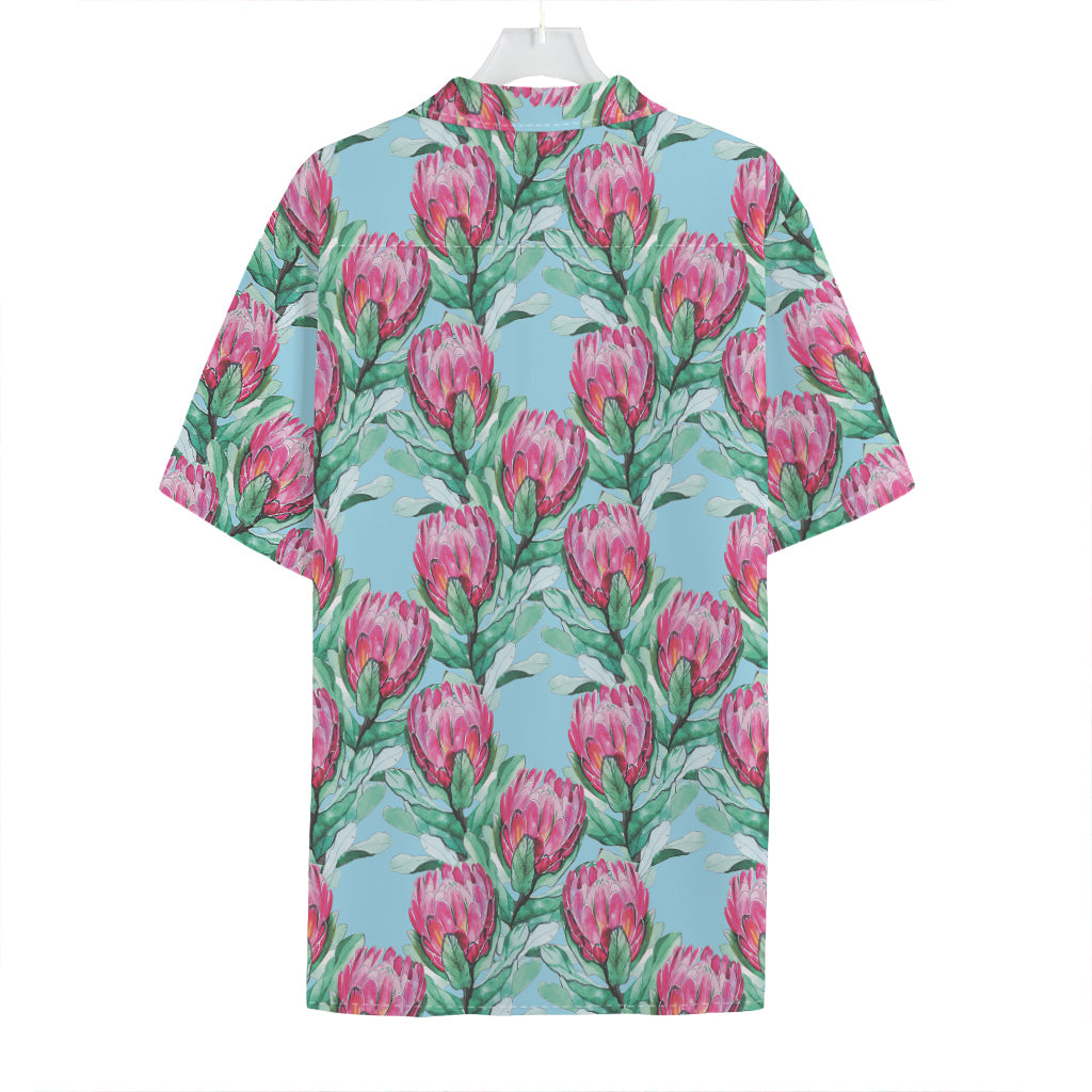 Pink Protea Pattern Print Hawaiian Shirt