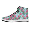 Pink Protea Pattern Print High Top Leather Sneakers