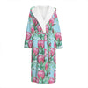 Pink Protea Pattern Print Hooded Bathrobe