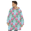 Pink Protea Pattern Print Hoodie Blanket