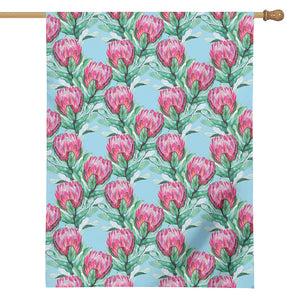 Pink Protea Pattern Print House Flag