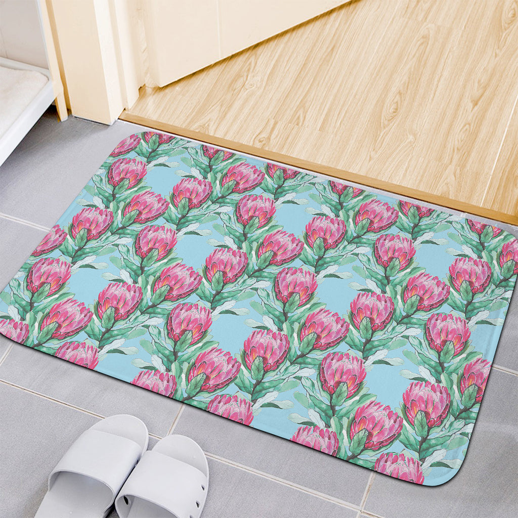 Pink Protea Pattern Print Indoor Door Mat