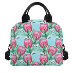 Pink Protea Pattern Print Insulated Lunch Bag