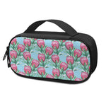 Pink Protea Pattern Print Insulin Cooler Travel Case